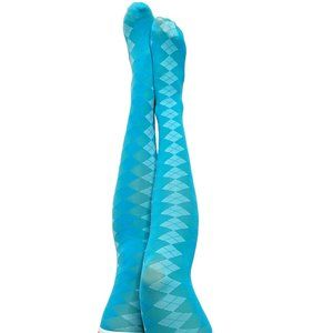 Kixies On Point Collection Par 4 Blue Argyle Thigh-High Stockings No Slip Grips